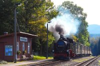 Bf Kretscham-Rothensehma: Einfahrt 99 1773-3 (09/10 2014) Der Zug hat hier die lange Maximalsteigung von 1:27 (= 3,7%) hinter sich gebracht.    BR 99 1773-3 in Kretscham-Rothenshema DSC 0209-2  Bf Kretscham-Rothensehma: Einfahrt 99 1773-3 (09/10 2014) Der Zug hat hier die lange Maximalsteigung von 1:27 (= 3,7%) hinter sich gebracht.  --> : Fichtelbergbahn, Cranzahl, Oberwiesenthal, Manfred Detzner, Speyer, Bf, Bahnhof, Kretscham Rothensehma, Einfahrt, BR 99 1773-3, 99 1773-3