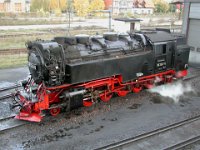 Wernigerode: BR 99 7241-5 (2005)    Wernigerode-BR 99 7241-5-BW-01  Wernigerode: BR 99 7241-5 (2005)  --> : Harzer Schmalspurbahnen, HSB, Manfred Detzner, Speyer, Bahnhof, Empfangsgebäude, Bhf, Bf, Wernigerode, BW, Bahnbetriebswerk, Dampflok, BR 99 7241-5, 99 7241-5